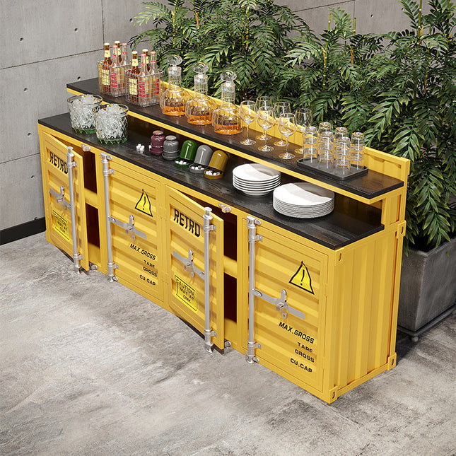 Loft Style Container Style Yellow Metal Desk Table With Storage