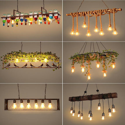 Wood Hanging Industrial Pendant Ed Chandeliers Vintage Ceiling Light For Pool Table Bar Retro