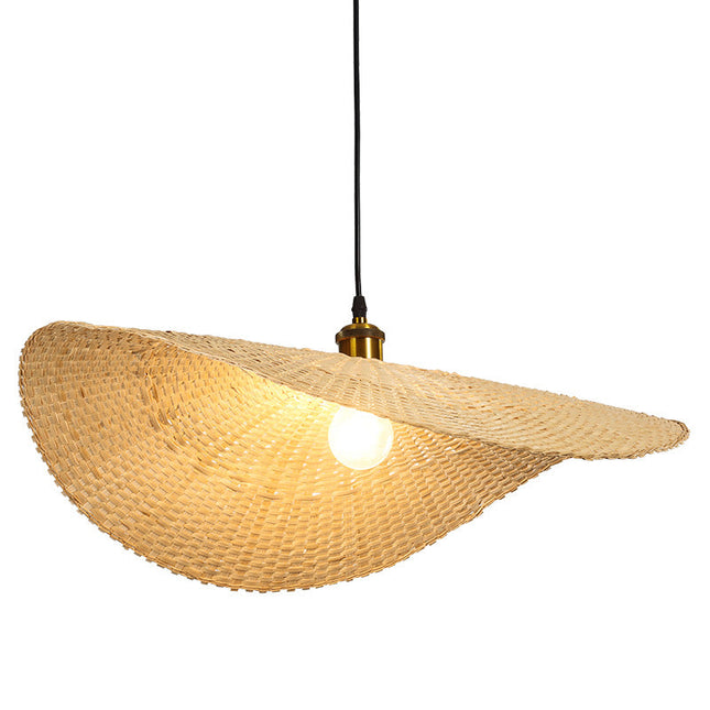 Modern Chandeliers Tea Room Bamboo Pendant Light Hand Woven Wicker Hanging Lamp