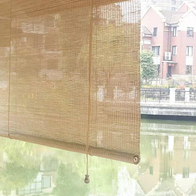 Carbonization Natural Bamboo Blinds Kitchen Bamboo Roller Blinds Lifting Blind Sun Shade Handwoven Waterproof